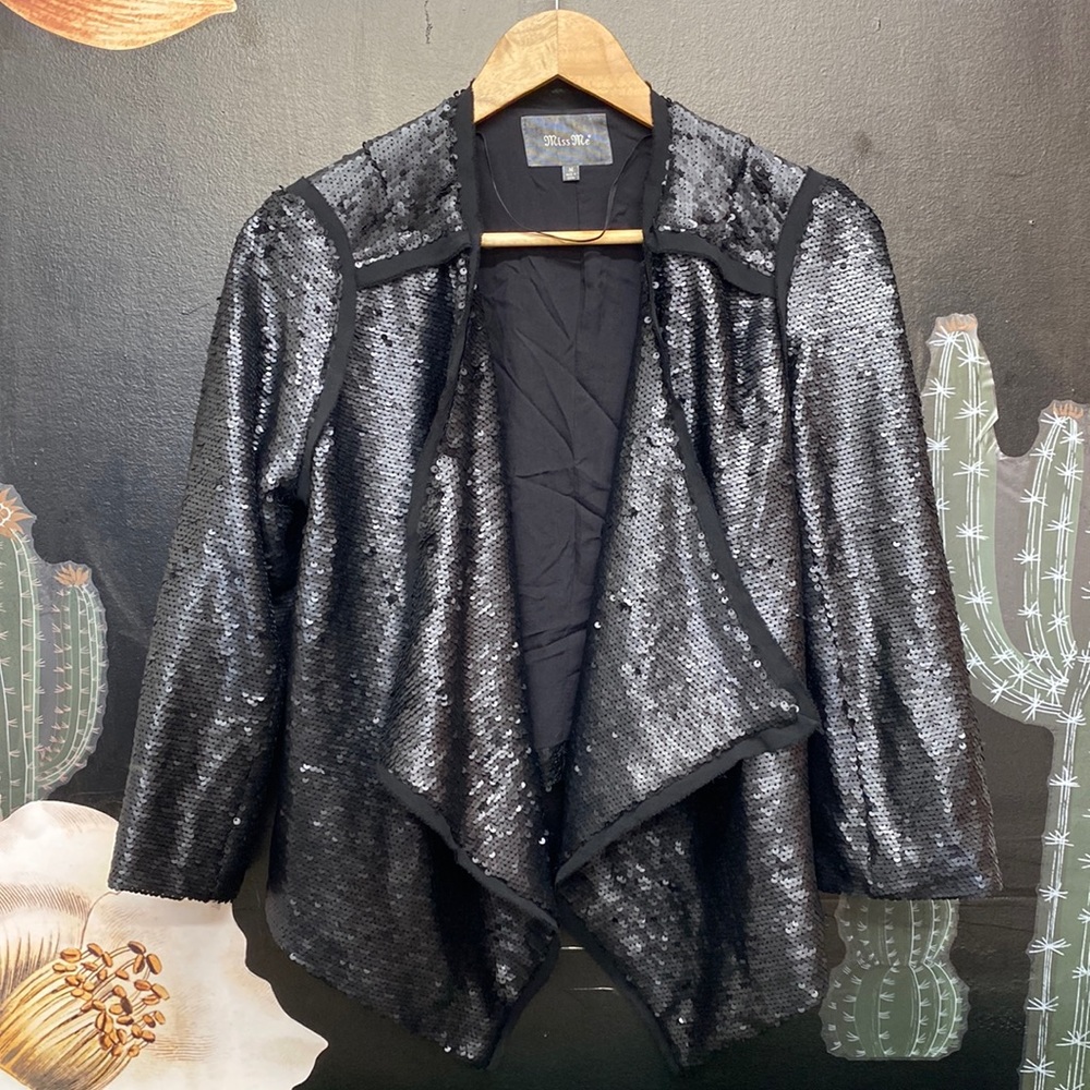 MISS ME black sequence waterfall blazer 🖤 - Picture 2 of 16